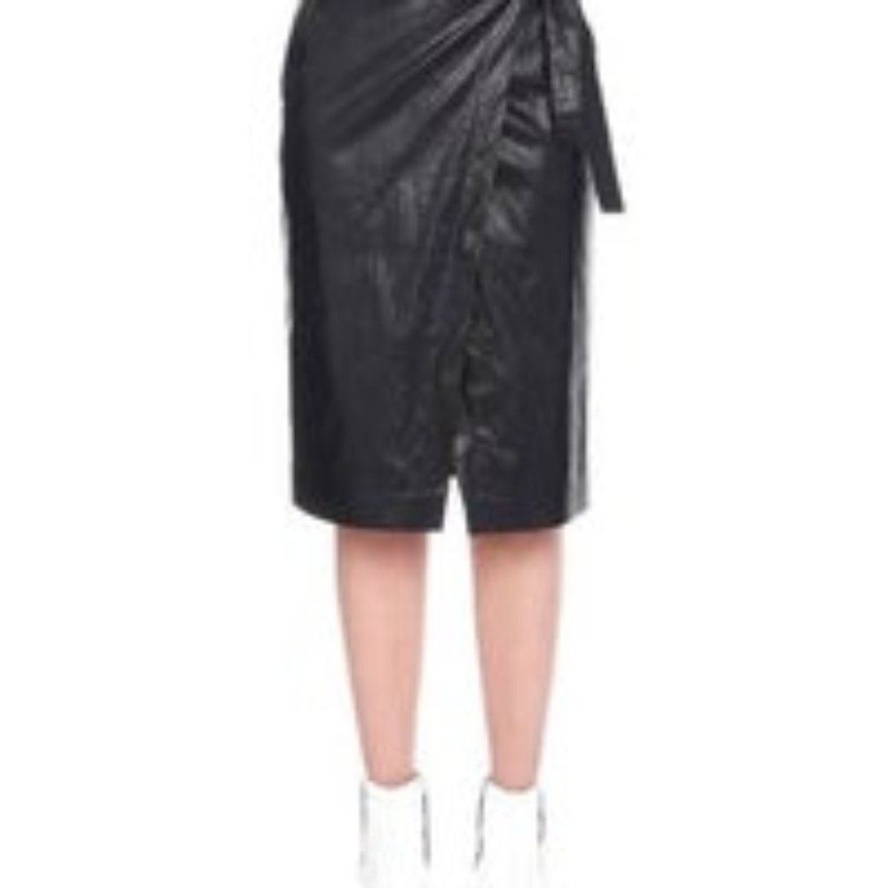 Nude Italy Eco Leather Wrap Black Skirt Size 4